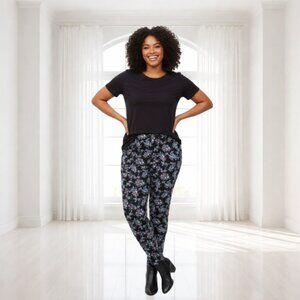 2 for $20 Torrid Black Floral Premium Leggings Size L Mid Rise Cotton Blend